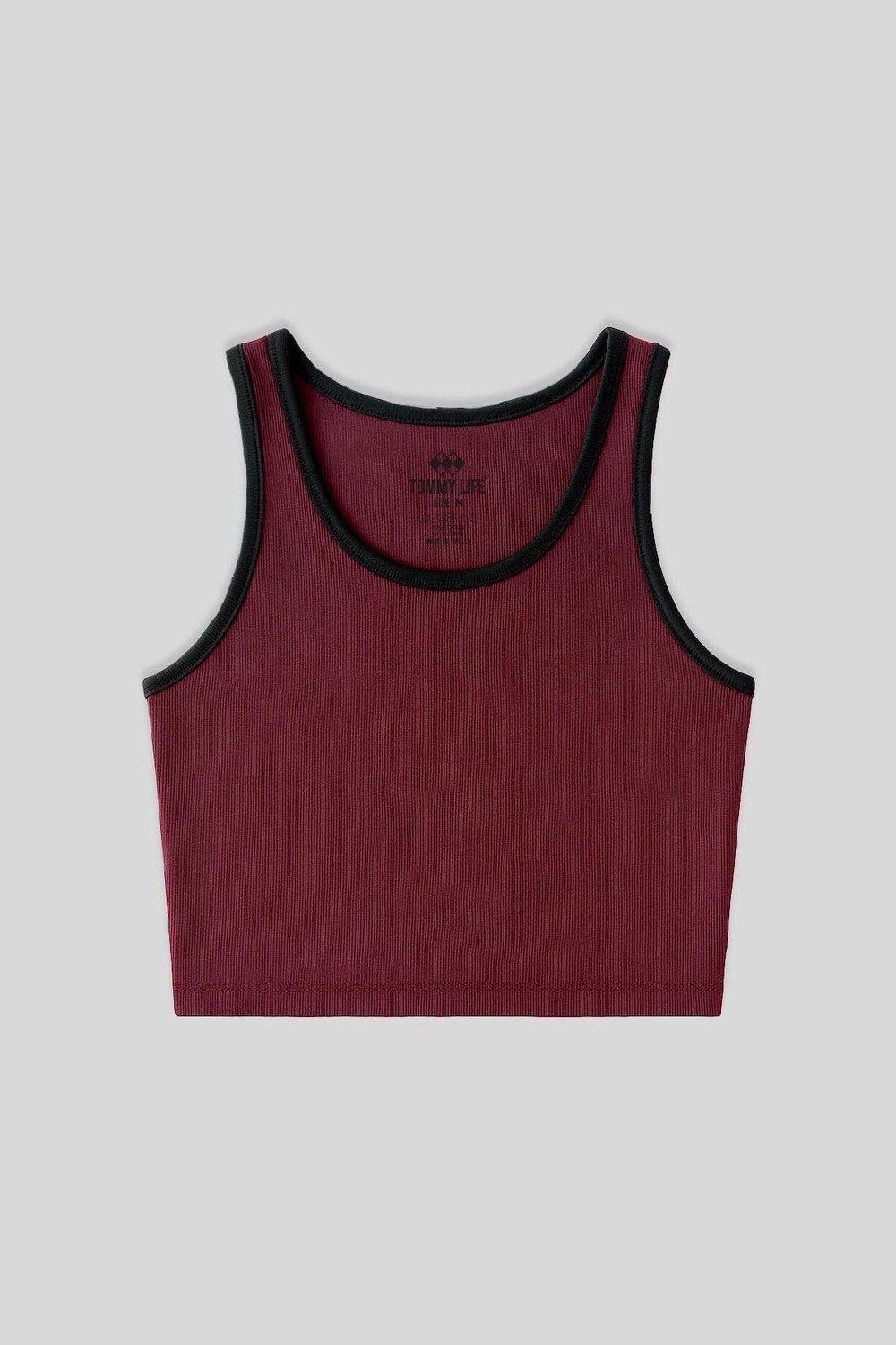 Tommy Life Lacivert Basic Sıfır Kol Dar Kalıp U Yaka Kadın Crop Top Atlet - 97162