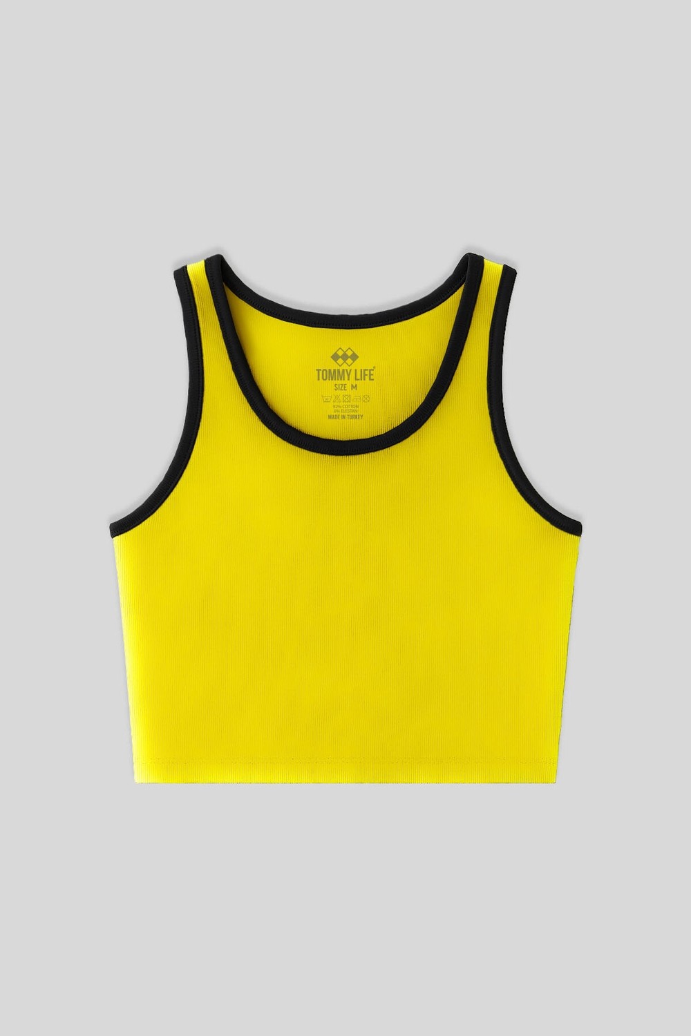 Tommy Life Lacivert Basic Sıfır Kol Dar Kalıp U Yaka Kadın Crop Top Atlet - 97162