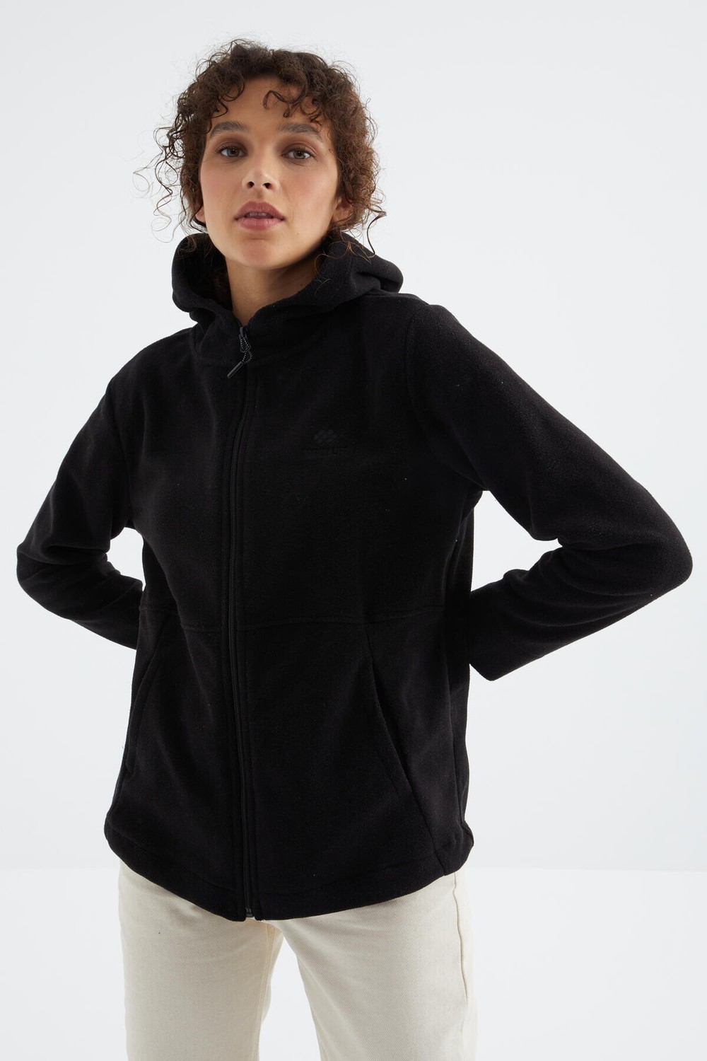 Tommy Life Çağla Kapüşonlu Fermuarlı Rahat Form Kadın Polar Sweatshirt - 97233