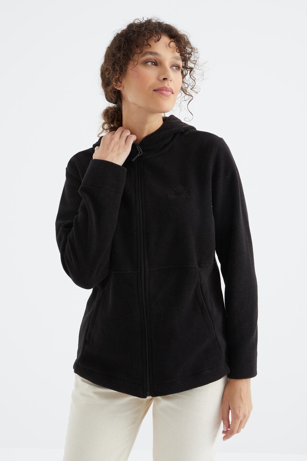 Tommy Life Çağla Kapüşonlu Fermuarlı Rahat Form Kadın Polar Sweatshirt - 97233 görsel 3