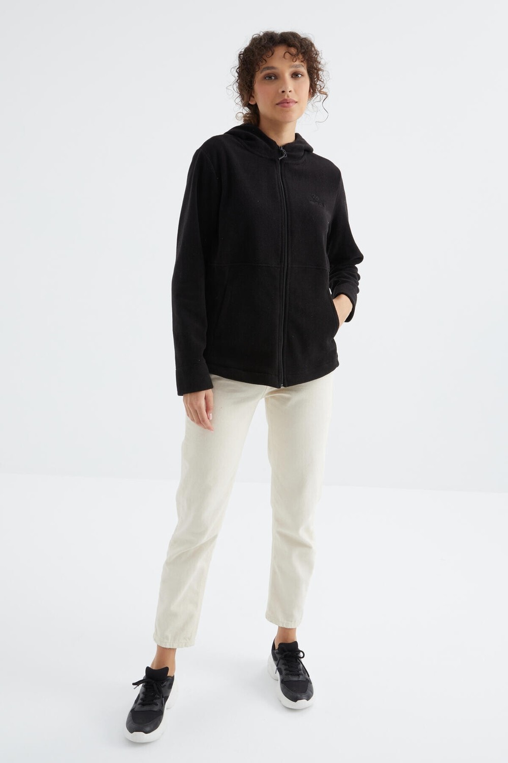 Tommy Life Çağla Kapüşonlu Fermuarlı Rahat Form Kadın Polar Sweatshirt - 97233 görsel 4