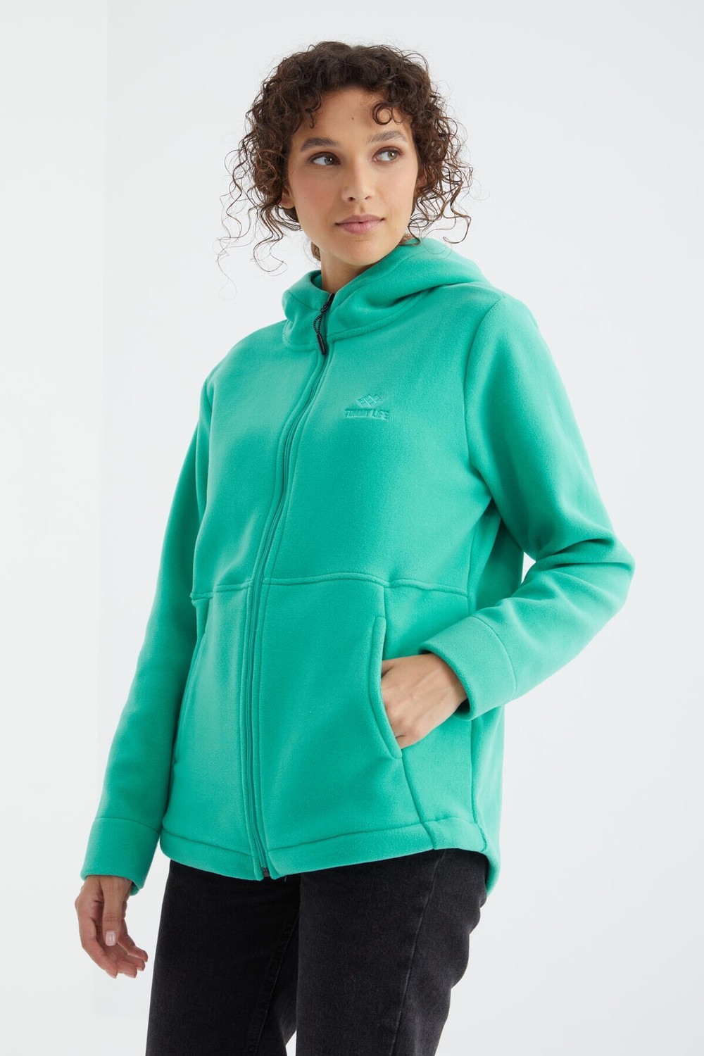 Tommy Life Çağla Kapüşonlu Fermuarlı Rahat Form Kadın Polar Sweatshirt - 97233 görsel 6