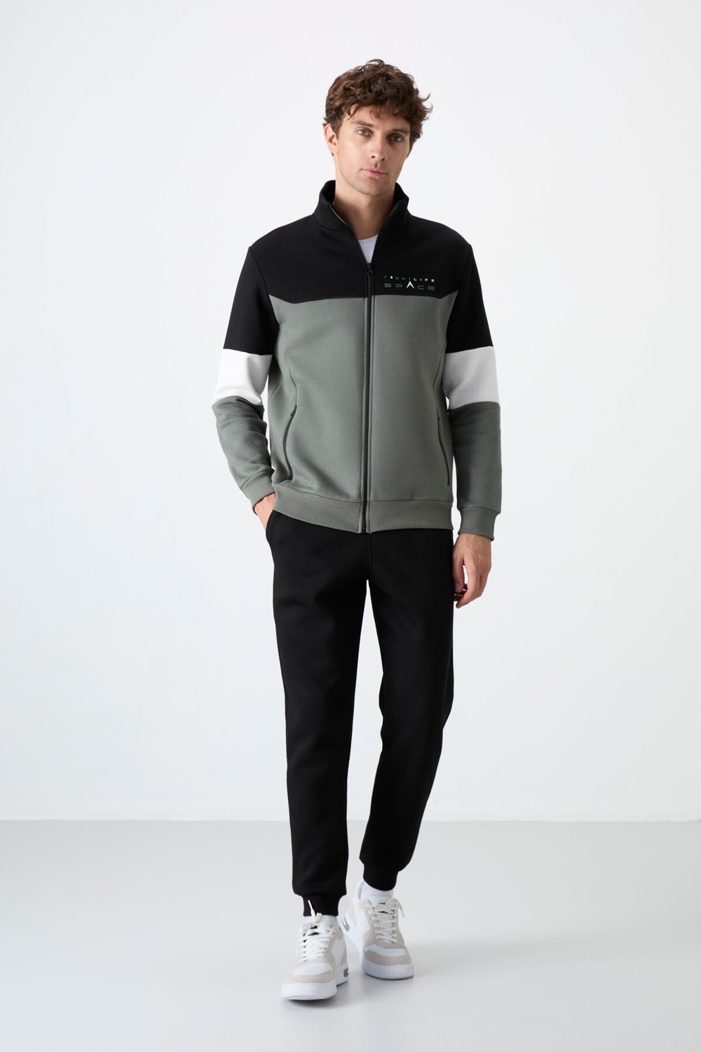 Tommy Life Siyah Dik Yaka Renk Geçişli İçi Polarlı Erkek Eşofman Takımı - 85186