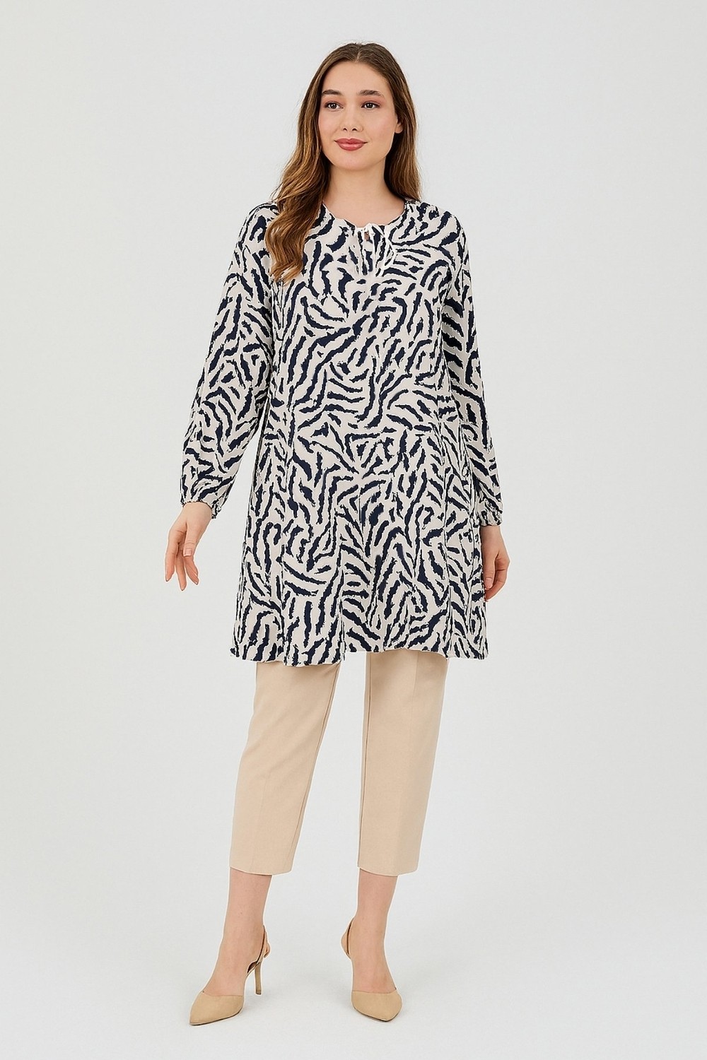 Ravencia Zebra Desenli Kadın Dokuma Tunik görsel 3