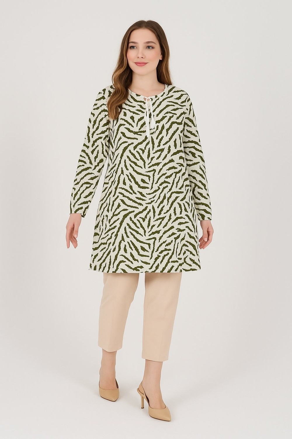 Ravencia Zebra Desenli Kadın Dokuma Tunik