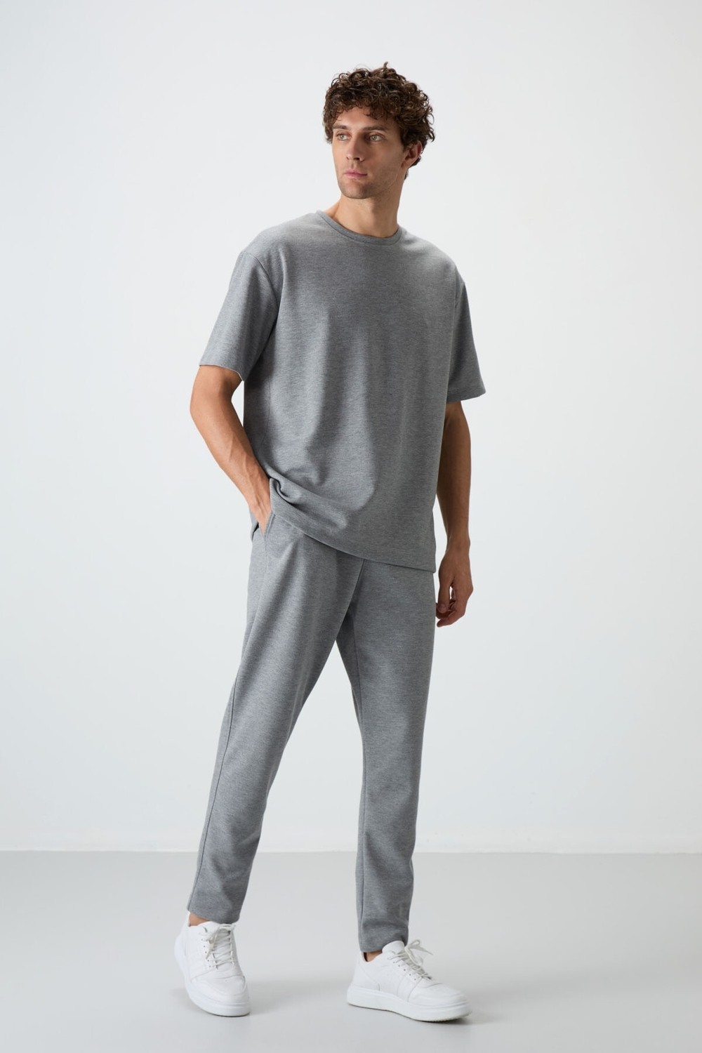 Air Jones Fiesta - Lacivert Pamuklu Kalın Yumuşak Dokulu Oversize Fit Basic Erkek Eşofman Takım - 85251
