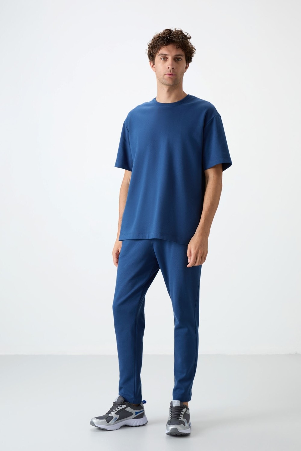 Air Jones Fiesta - Lacivert Pamuklu Kalın Yumuşak Dokulu Oversize Fit Basic Erkek Eşofman Takım - 85251 görsel 6
