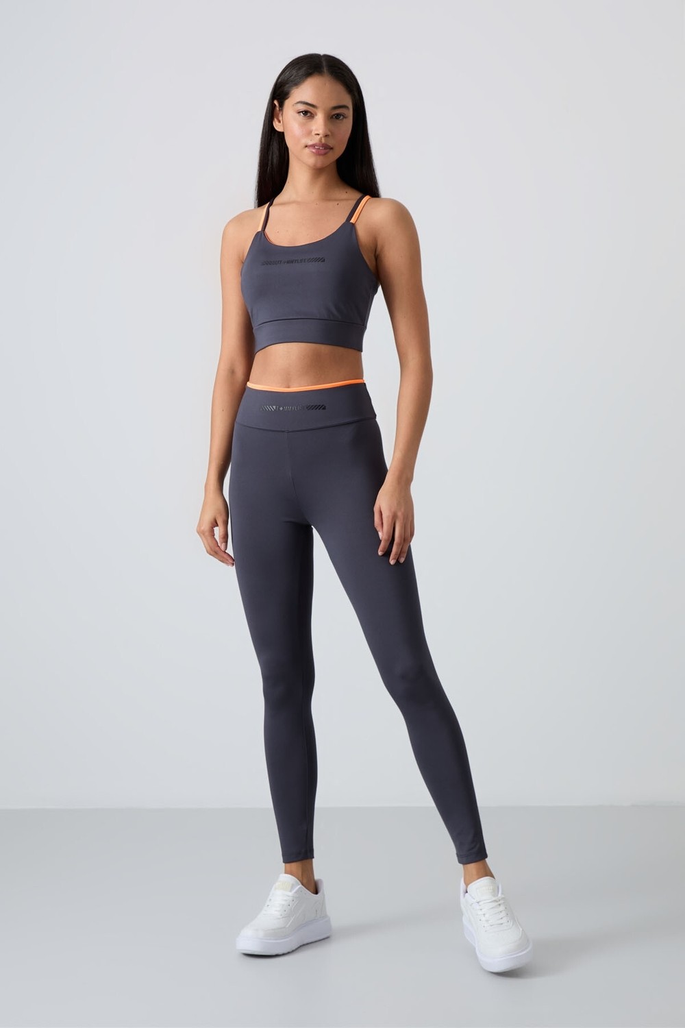 Tommy Life Kahverengi Esnek Standart Fit Performans Kadın Tayt Takım - 95333