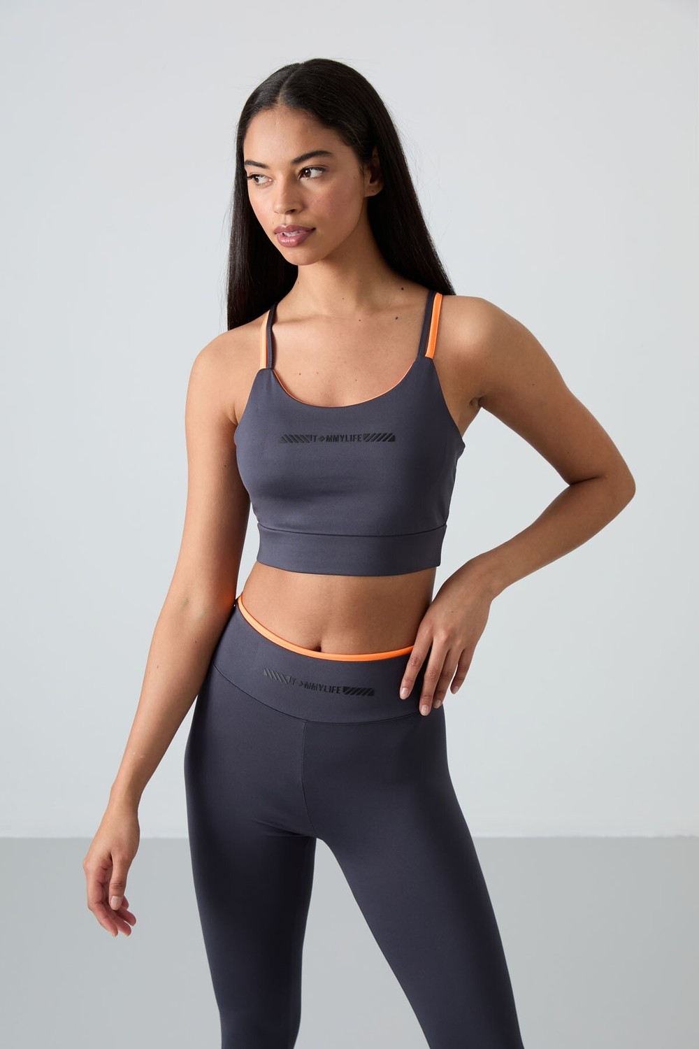 Tommy Life Kahverengi Esnek Standart Fit Performans Kadın Tayt Takım - 95333 görsel 2
