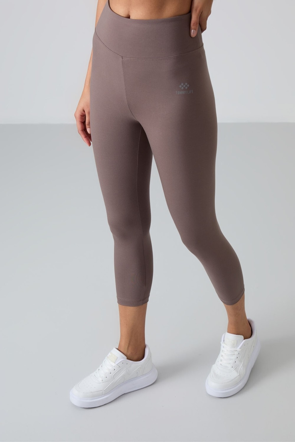 Tommy Life Kahverengi Yüksek Bel Slim Fit Dar Paça Kadın Kapri Tayt - 93097 görsel 2