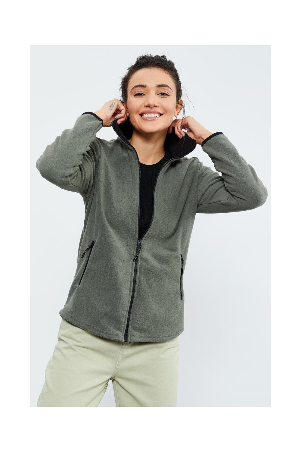 Tommy Life Rahat Form Dik Yaka 2li Paket Siyah-Koyu Bej Kadın Polar Sweatshirt - 97173 görsel 2