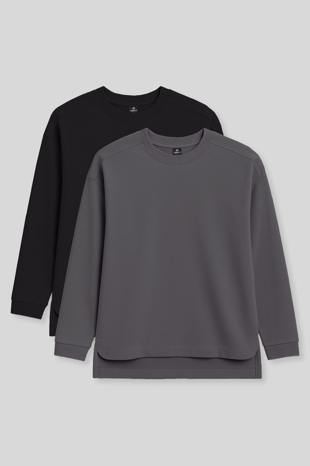 Tommy Life Rahat Form O Yaka 2li Paket Bej-Kahverengi Kadın Tunik Sweatshirt - 97305 görsel 6