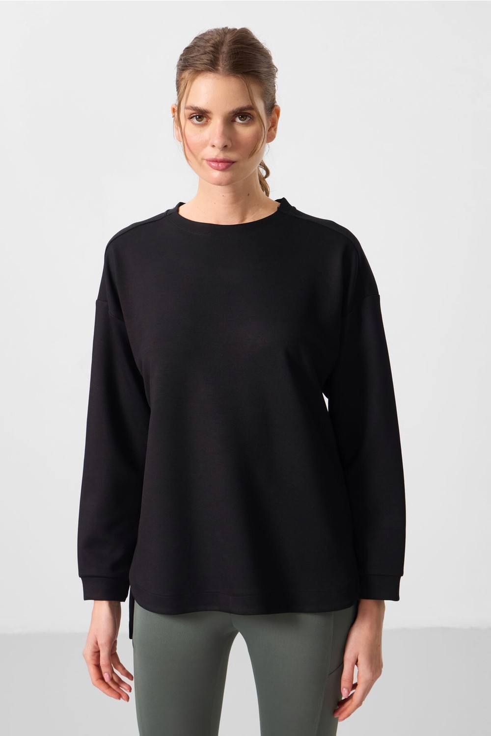 Tommy Life Rahat Form O Yaka 2li Paket Bej-Kahverengi Kadın Tunik Sweatshirt - 97305 görsel 7