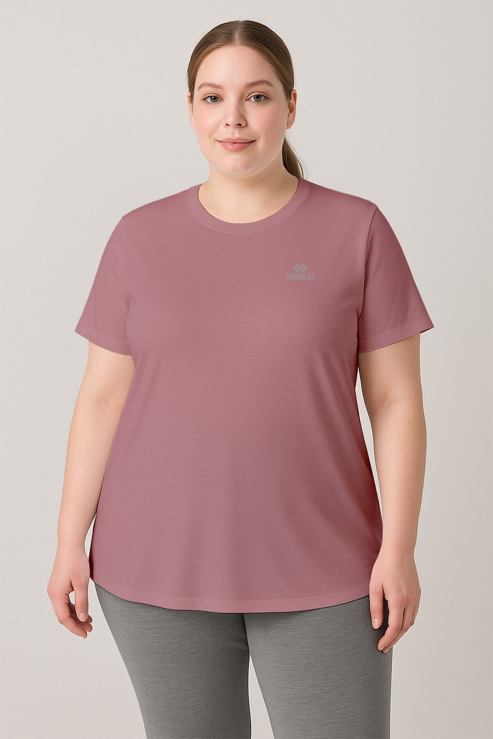 Tommy Life Rahat Form 3lü Paket Siyah-Beyaz-Haki Büyük Beden Performans Kadın T-Shirt-97308 görsel 6