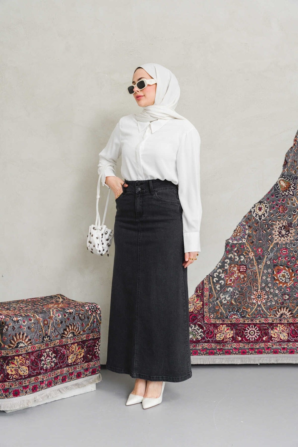 Neways 2254-DENIM Klasik Etek Füme görsel 3