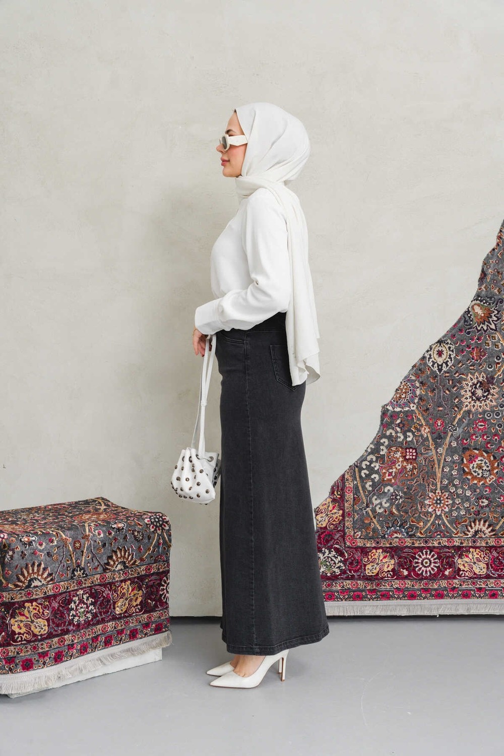 Neways 2254-DENIM Klasik Etek Füme görsel 4