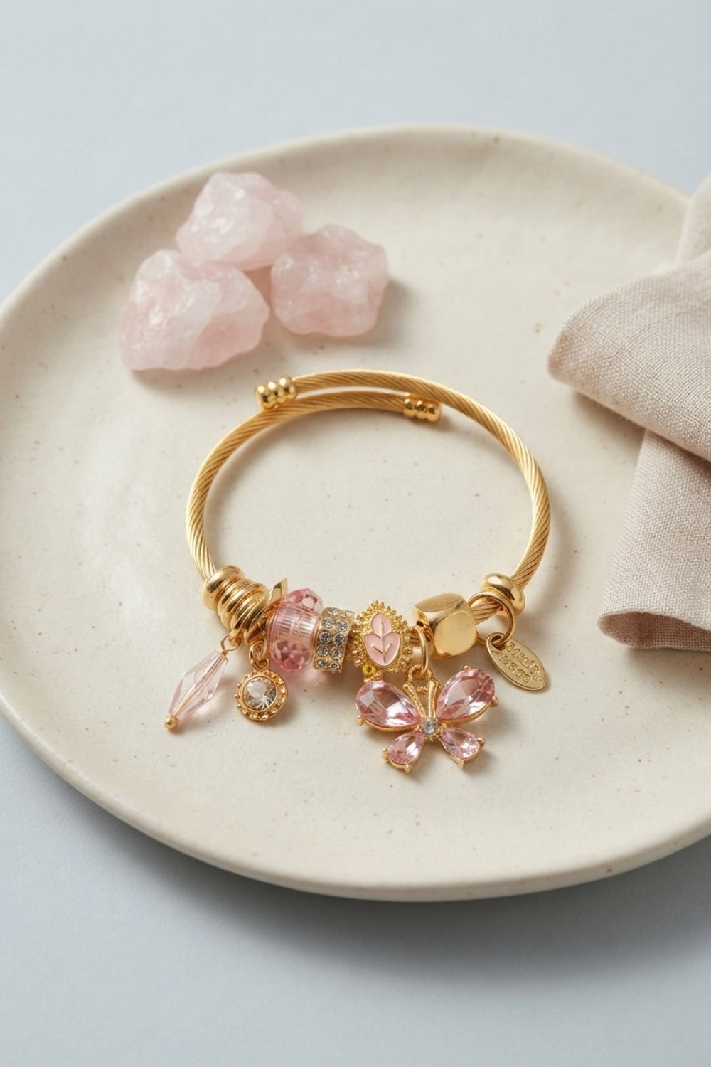Dorasan Pembe Kelebek Model Charmlı Bileklik