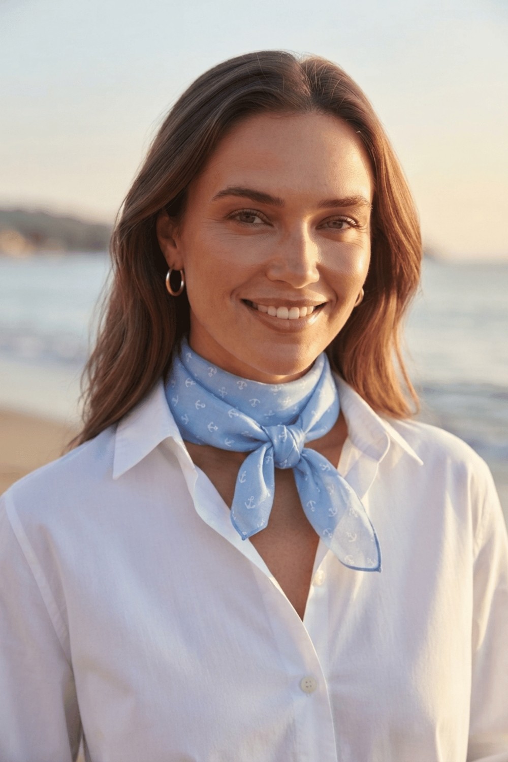 Walkenzo Anchor Çapa Desenli %100 Pamuklu Çok Amaçlı Bandana Fular görsel 7