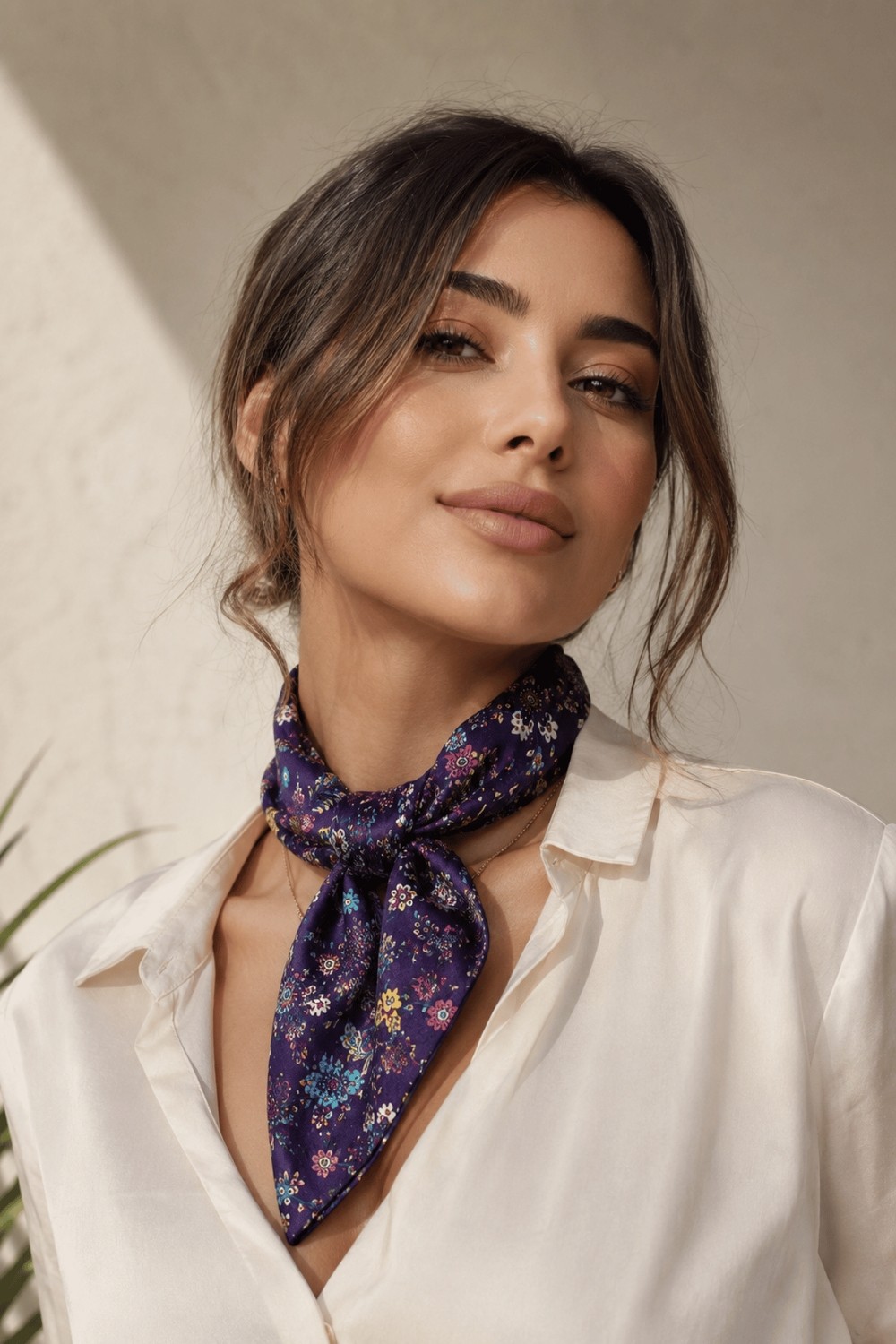 Walkenzo Lara Çiçek Desenli %100 Pamuklu Çok Amaçlı Bandana Fular