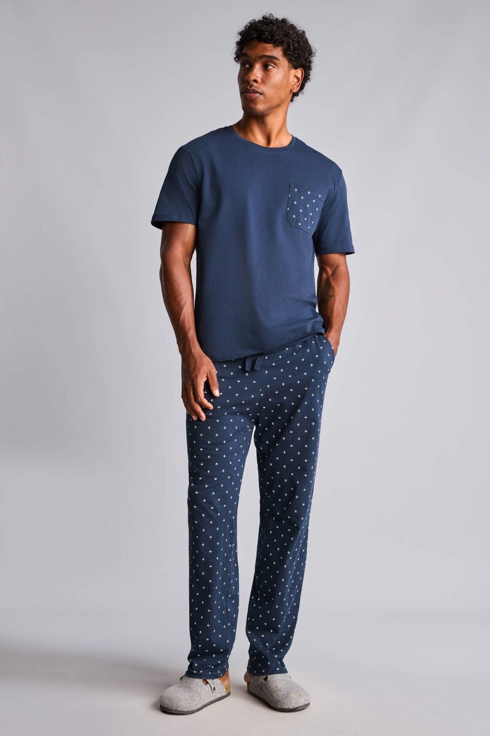 DeFacto %100 Pamuk New Regular Fit Kısa Kollu Gömlek Yaka 2'li Pijama Takımı H7472AX26AU görsel 2