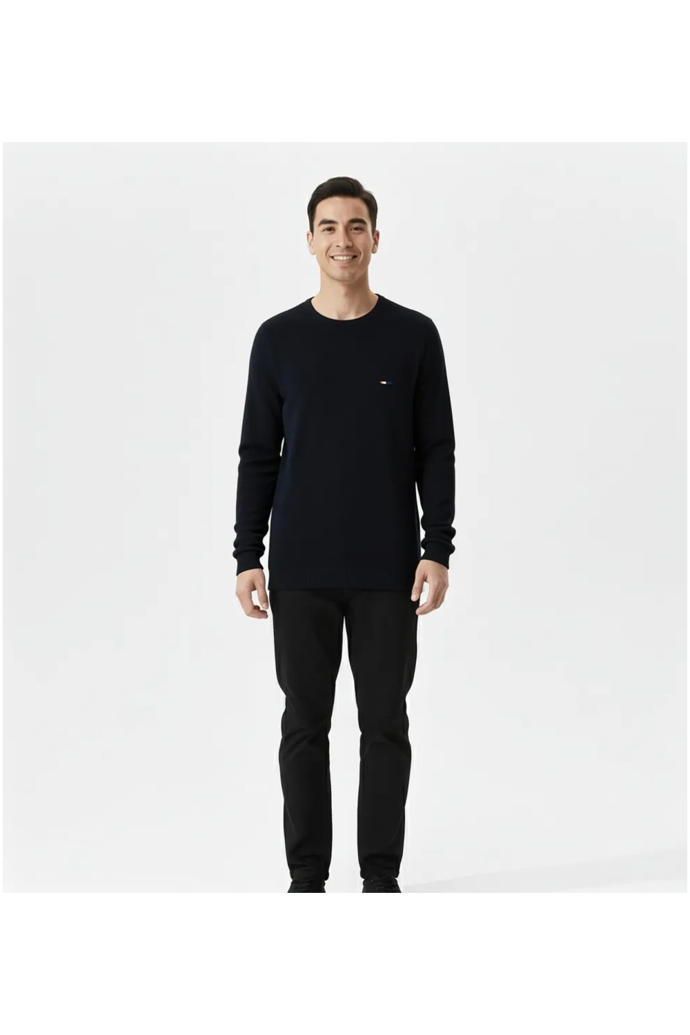 U.S. Polo Assn. Erkek Slim Fit Bisiklet Yaka Siyah Basic Kazak 50298282-VR046 görsel 7