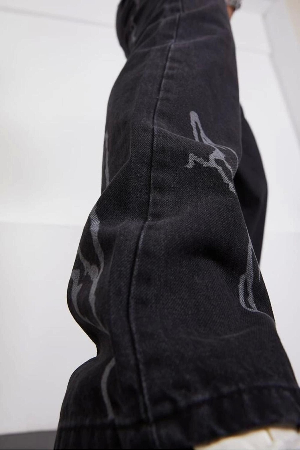 Phantom Jns By Sekman Baggy Fit Şimşek/yıldırım Desenli Koyu Gri Kot Pantolon Denim Oversize Phantom Jeans Sokak Stili görsel 7