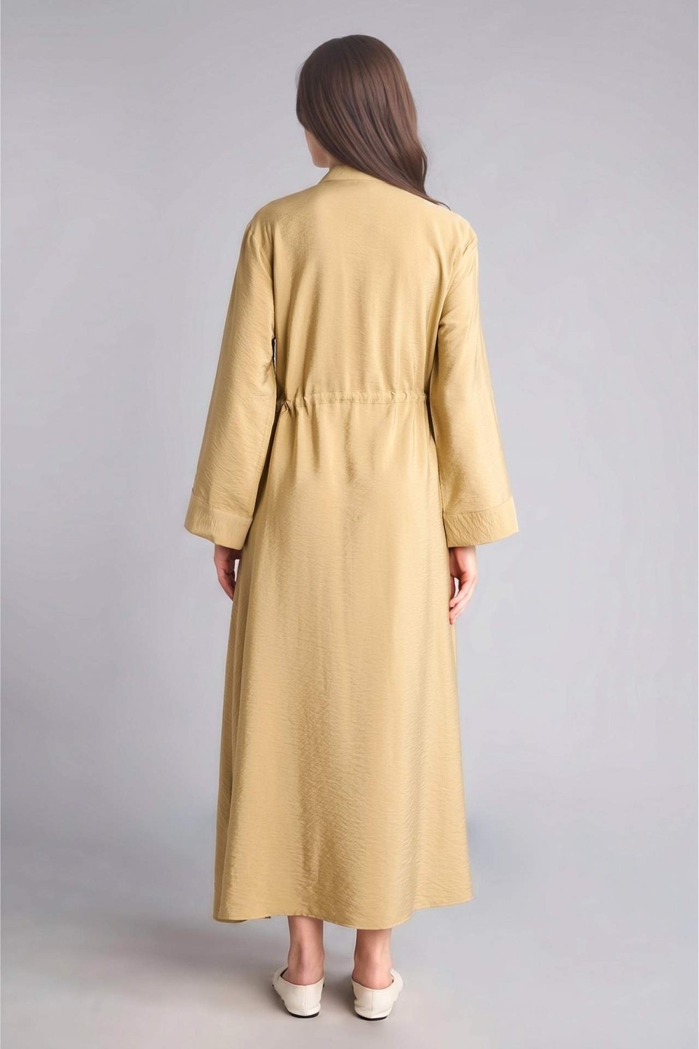 DeFacto Regular Fit Gömlek Yaka Uzun Kollu Maxi Elbise H5339AX26SM görsel 6
