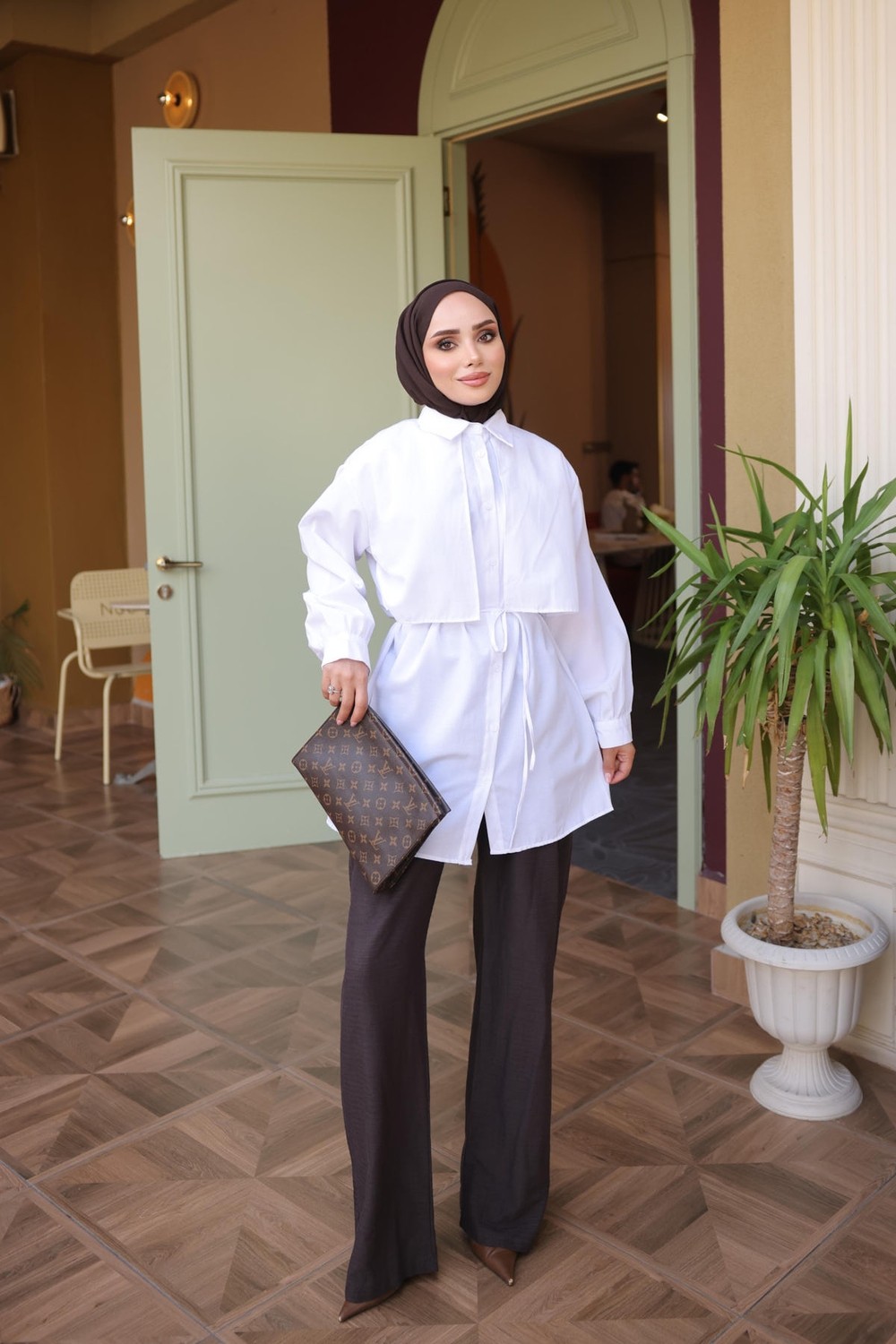 İmaj Butik Sarı Rüzgarlık Detaylı Bel Bağlamalı Gömlek görsel 2