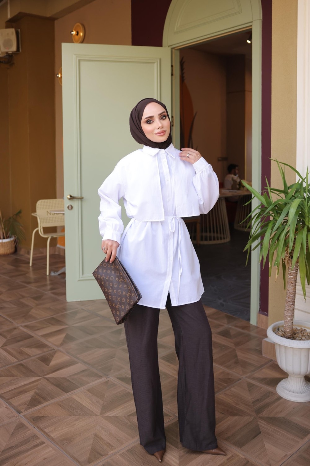 İmaj Butik Sarı Rüzgarlık Detaylı Bel Bağlamalı Gömlek görsel 3