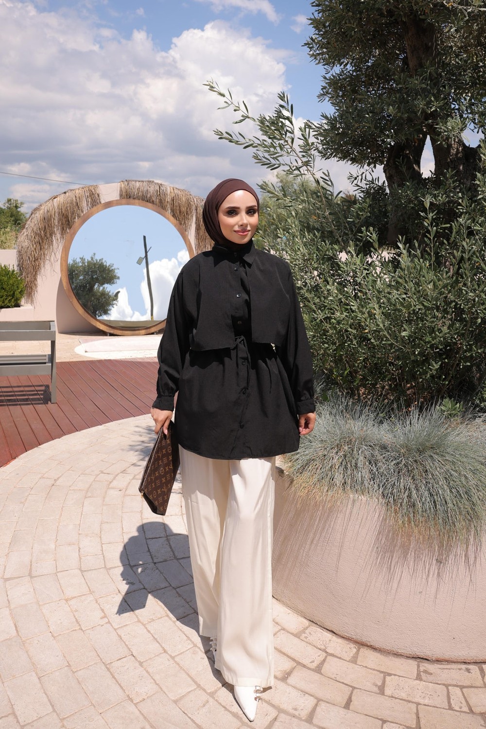 İmaj Butik Sarı Rüzgarlık Detaylı Bel Bağlamalı Gömlek görsel 6