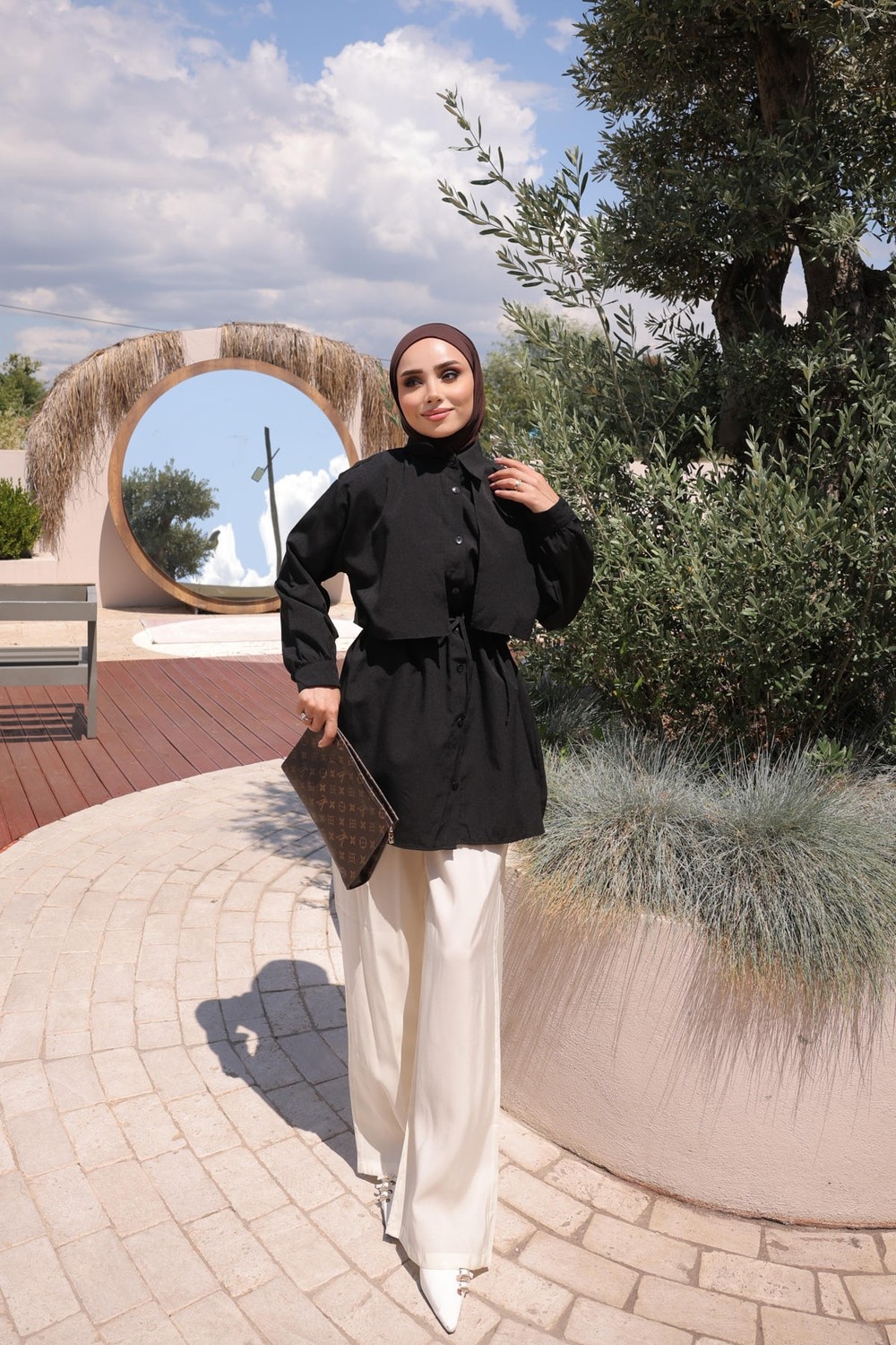 İmaj Butik Sarı Rüzgarlık Detaylı Bel Bağlamalı Gömlek görsel 7