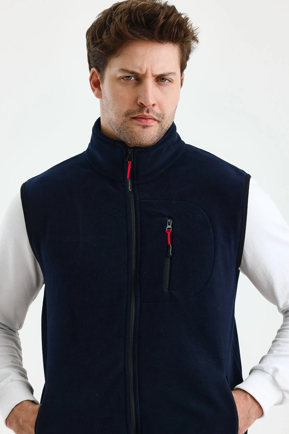 Monox Erkek Tam Fermuarlı Spor Polar Yelek görsel 7