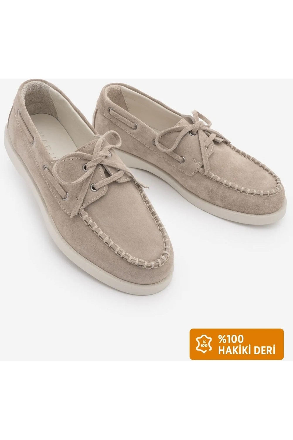 Marjin Kadın Hakiki Deri Bağcıklı Ip Detaylı Loafer Günlük Ayakkabı Mistor Taba Süet görsel 2