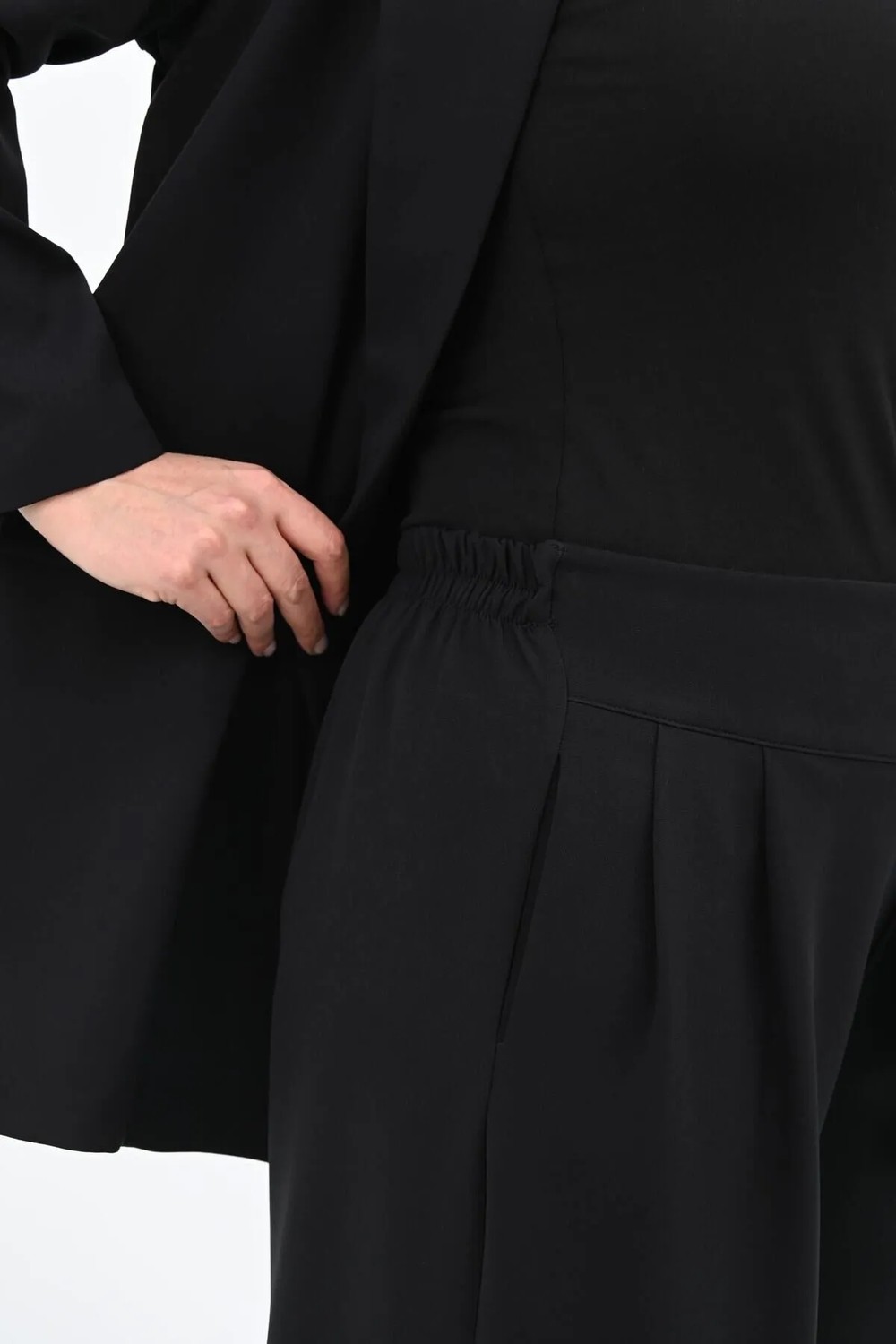 Koza Butik Kadın Büyük Beden Geniş Paça Ceket Pantolon Takım 9008-25 görsel 6