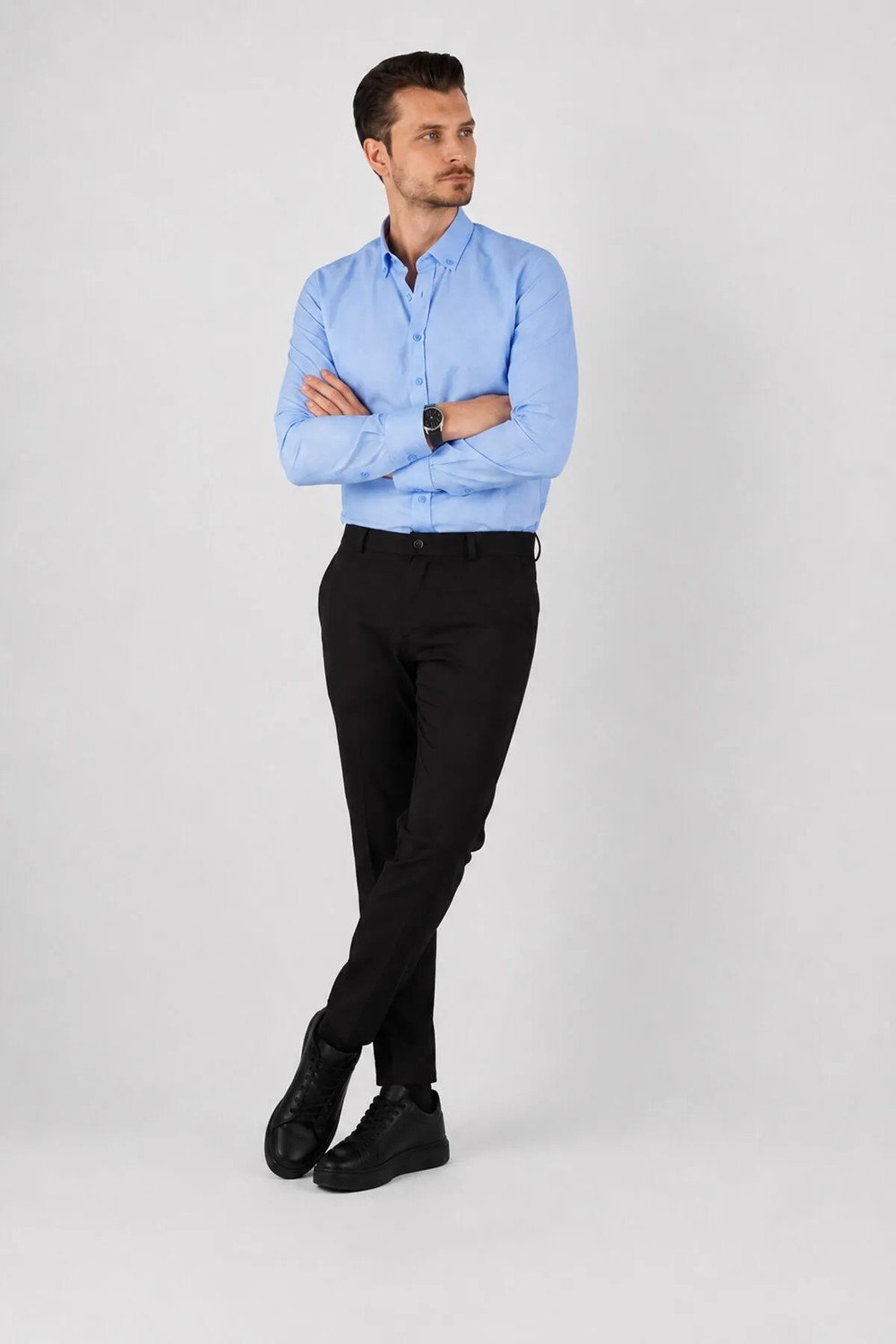 Etikmen Koyu Yeşil Yaka Düğmeli Premium Şamre Slimfit Erkek Gömlek görsel 6