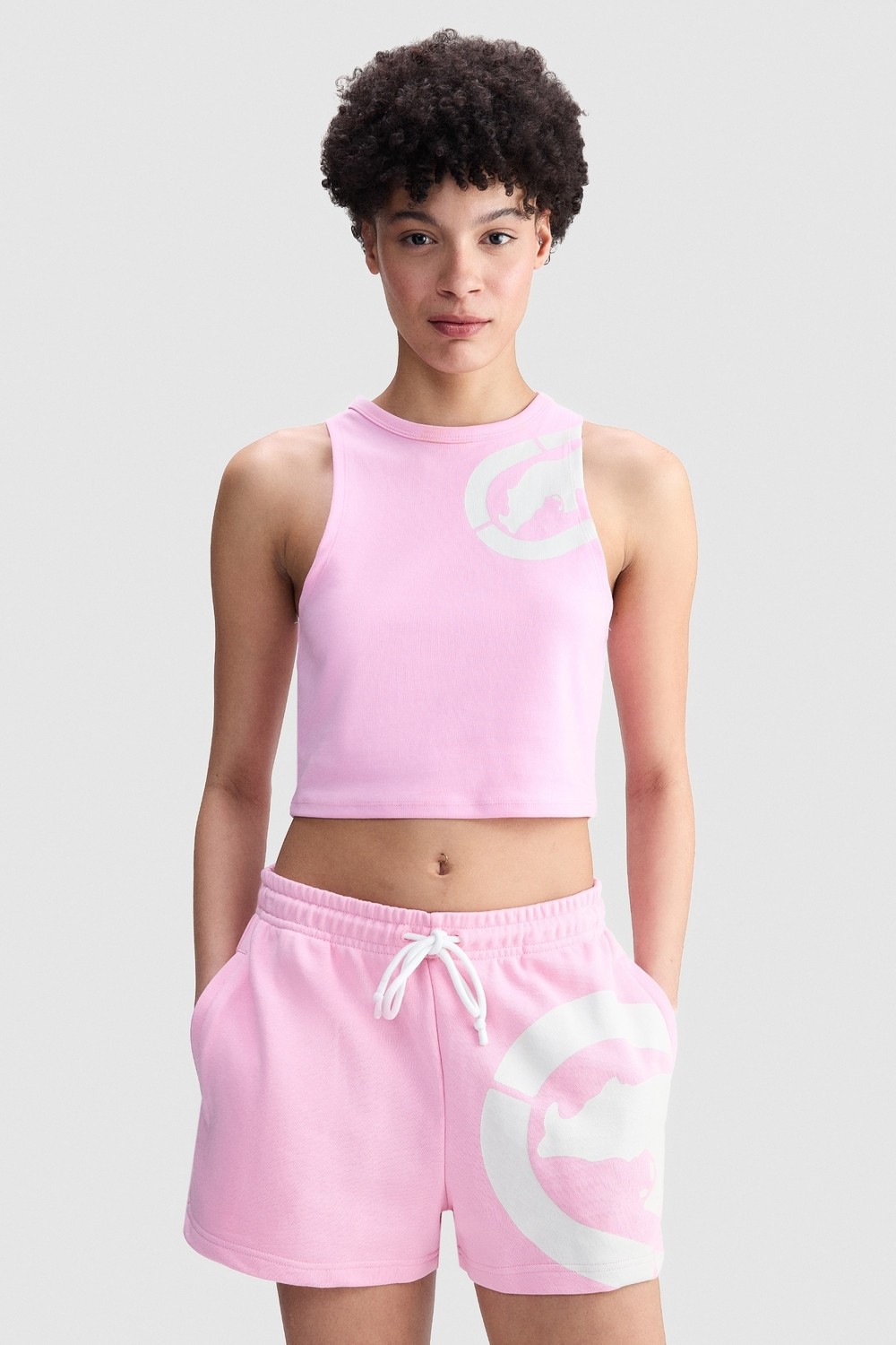 Ecko Unltd. Ecko Red Hannah Regular Fit Crop Bisiklet Yaka Baskılı Kadın Pembe Atlet