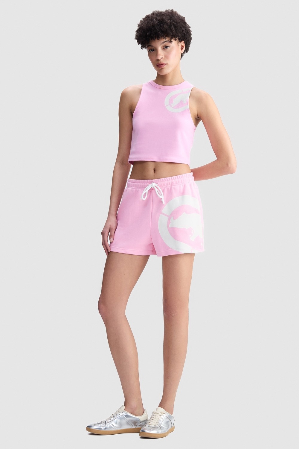 Ecko Unltd. Ecko Red Hannah Regular Fit Crop Bisiklet Yaka Baskılı Kadın Pembe Atlet görsel 3