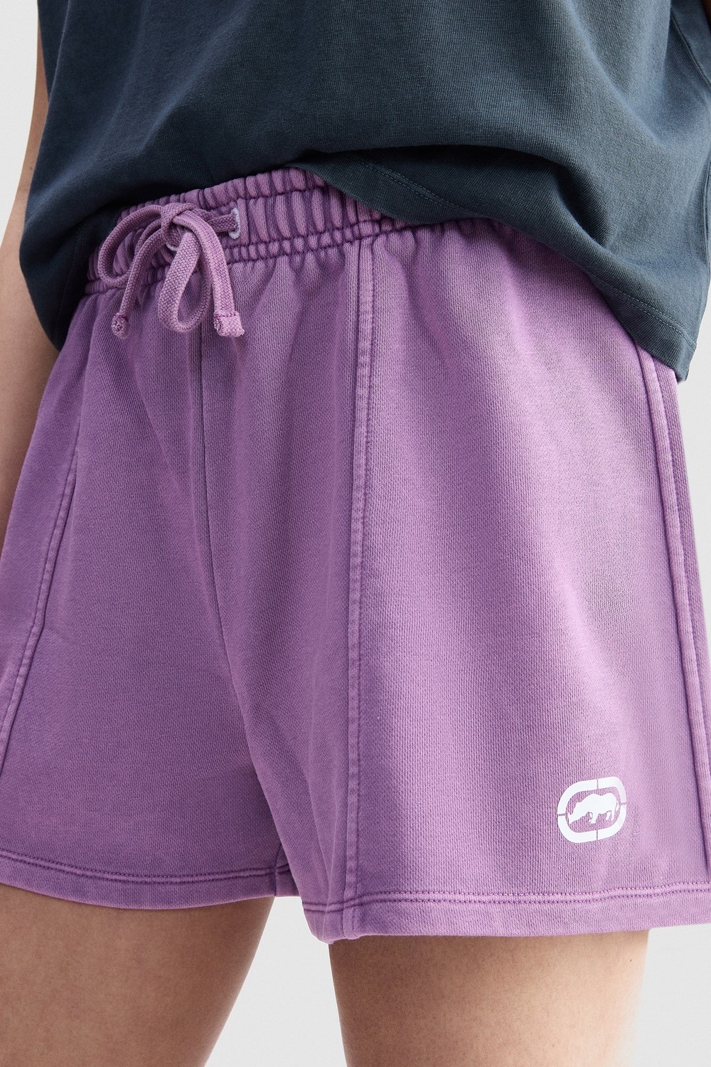 Ecko Unltd. Ecko Red Emery Loose Fit Mini Baskılı %100 Pamuk Kadın Mor Şort görsel 4