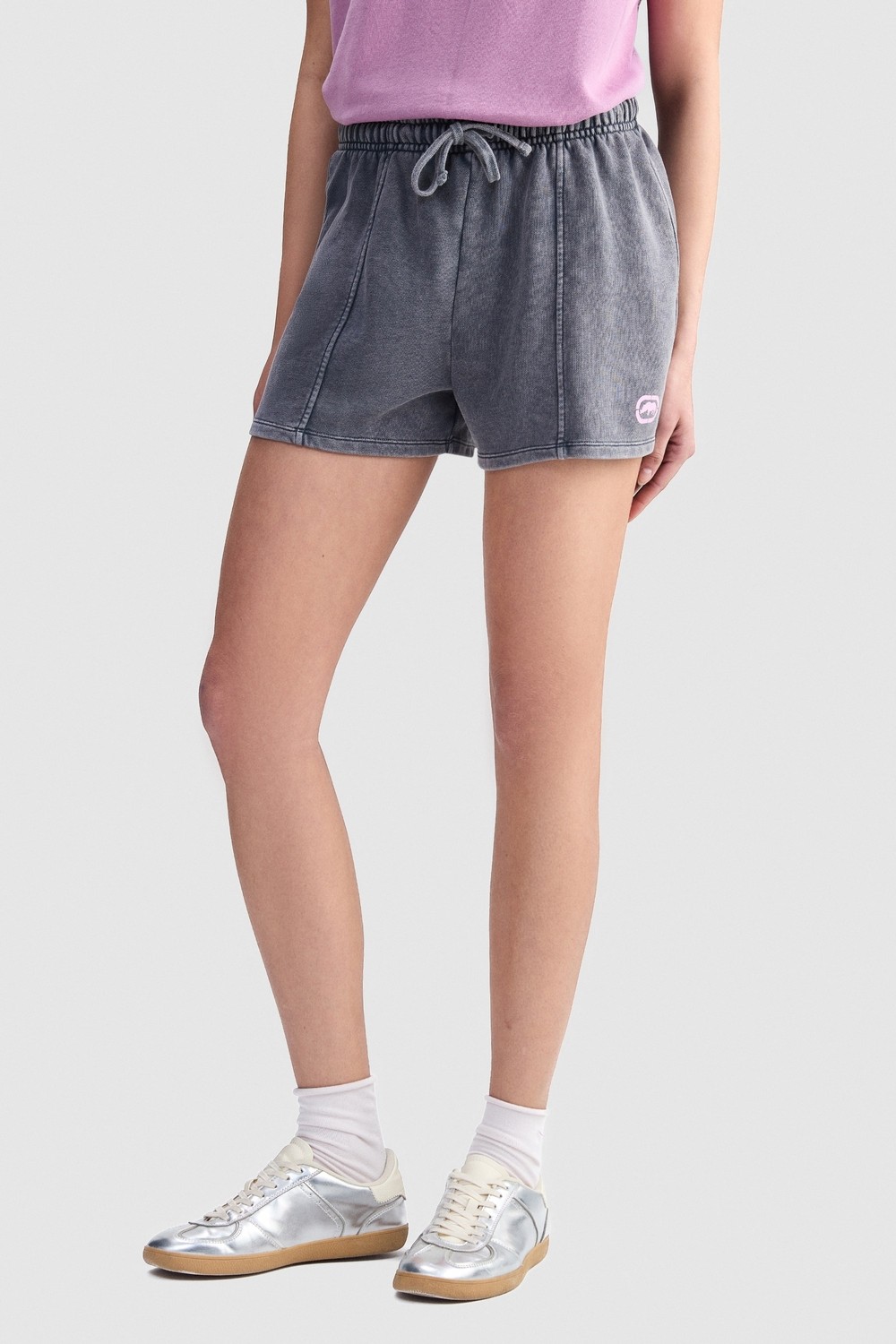 Ecko Unltd. Ecko Red Emery Loose Fit Mini Baskılı %100 Pamuk Kadın Mor Şort görsel 5