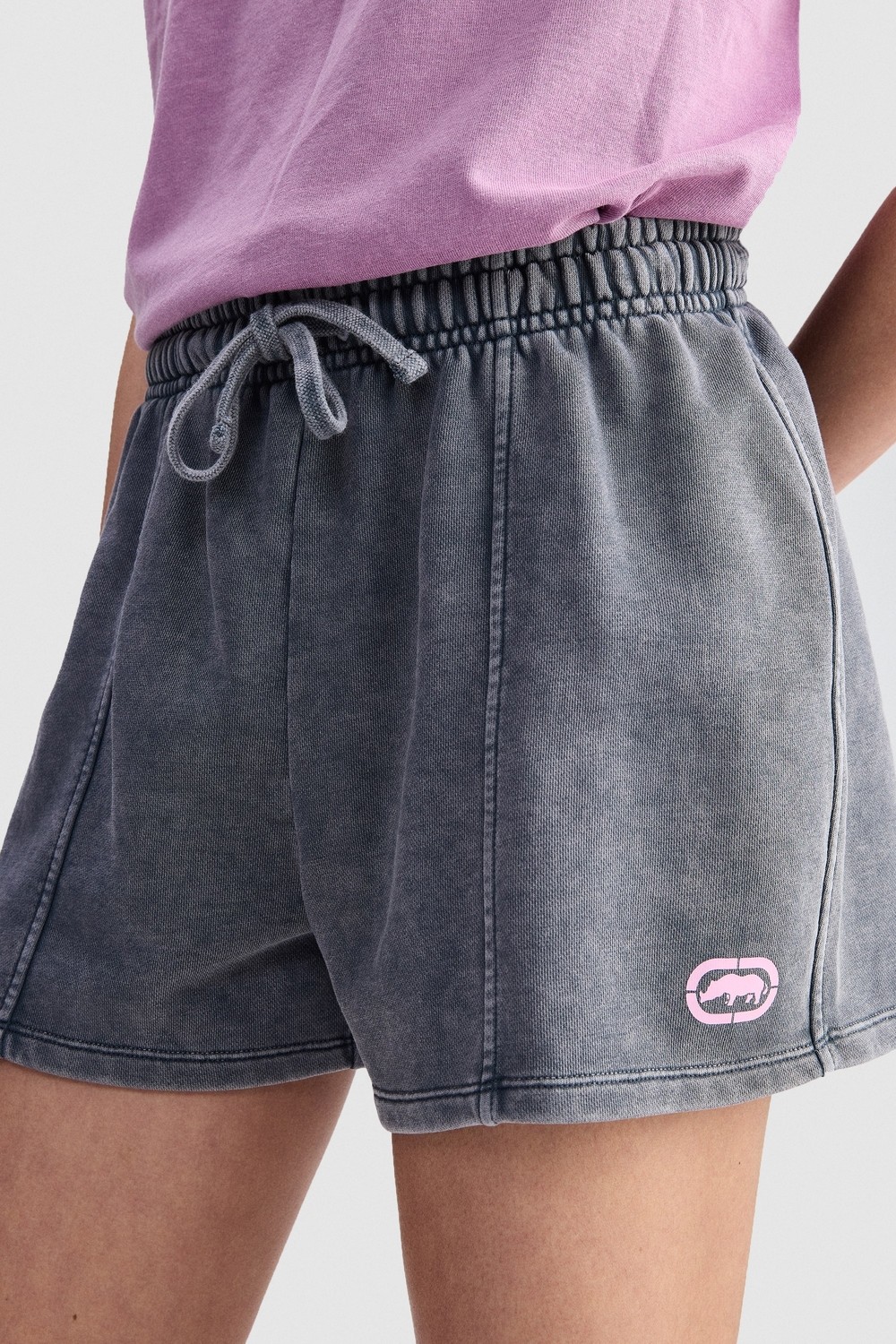Ecko Unltd. Ecko Red Emery Loose Fit Mini Baskılı %100 Pamuk Kadın Mor Şort görsel 8
