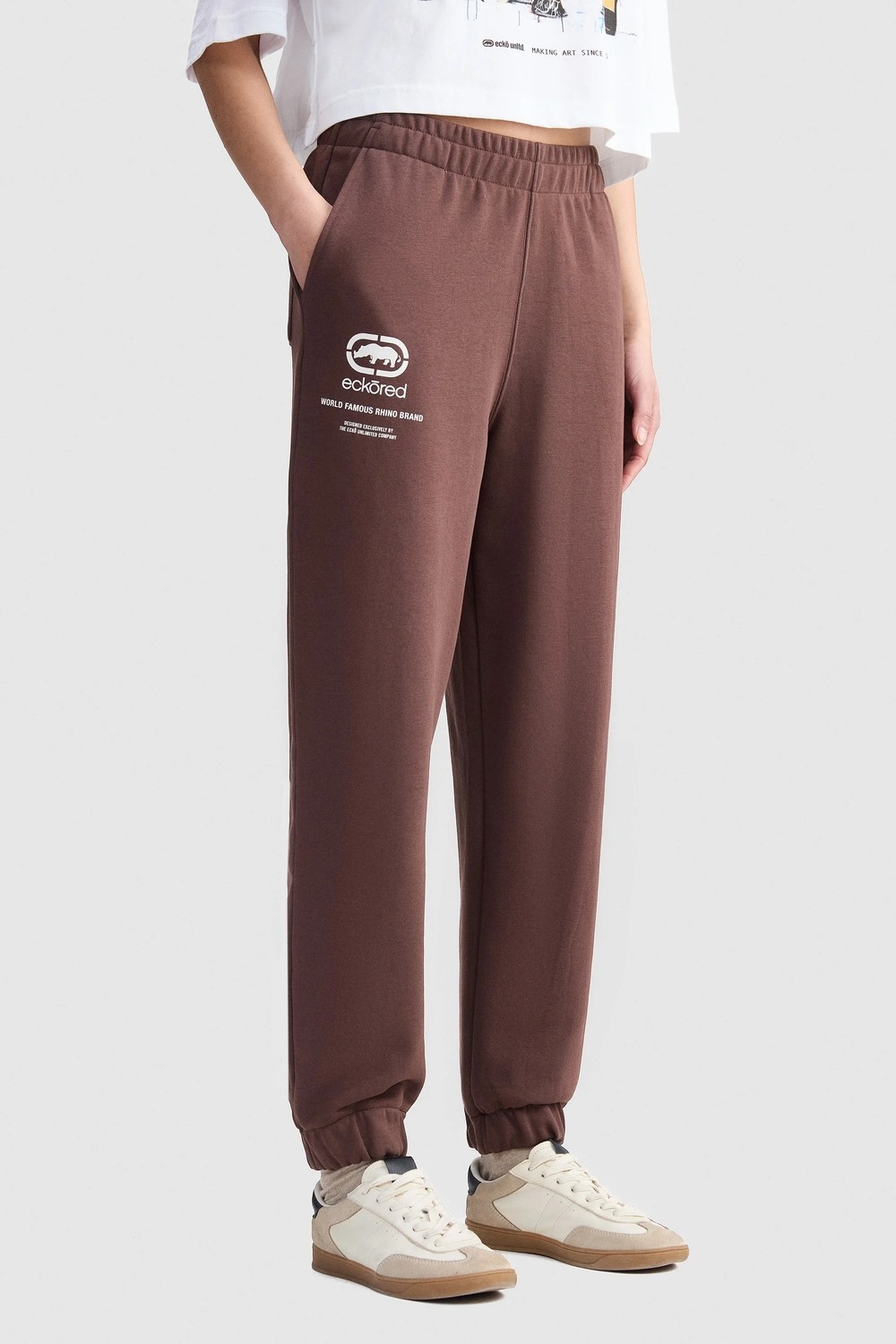 Ecko Unltd. Lıllıan Kahverengi Rahat Kesim Baskılı Loose Fit Kadın Eşofman Altı