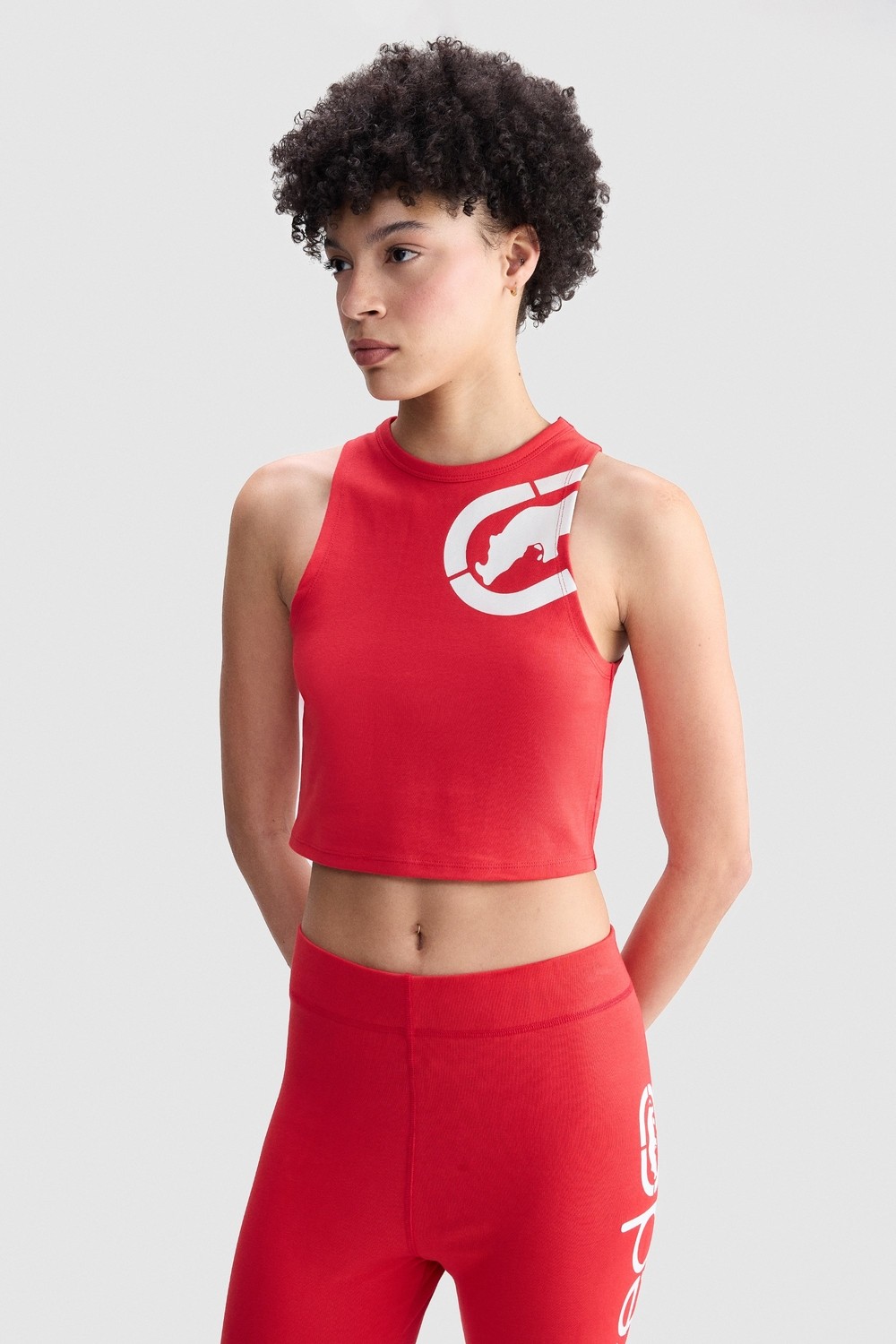 Ecko Unltd. Ecko Red Hannah Regular Fit Crop Bisiklet Yaka Baskılı Kadın Pembe Atlet görsel 6