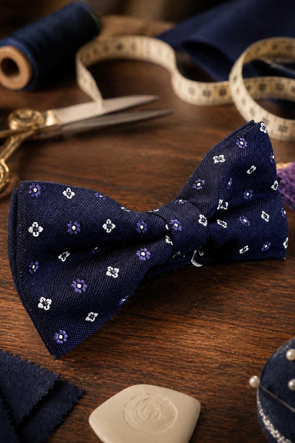 Kravatkolik Lacivert Motif Ipek Papyon SB218