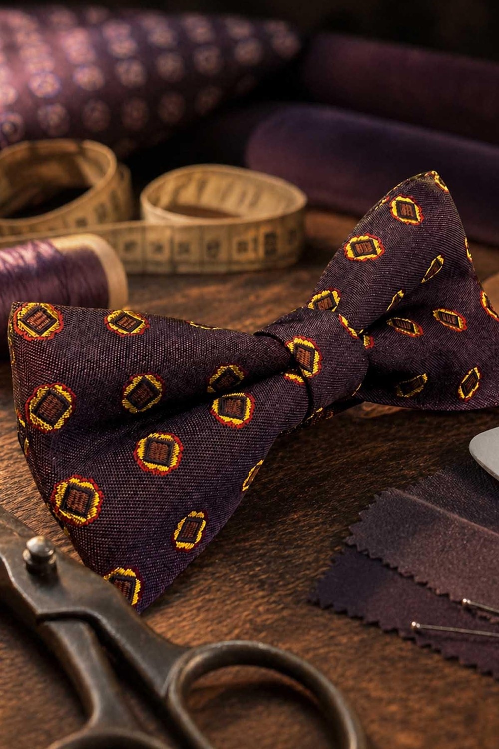 Kravatkolik Bordo Motif Ipek Papyon SB216