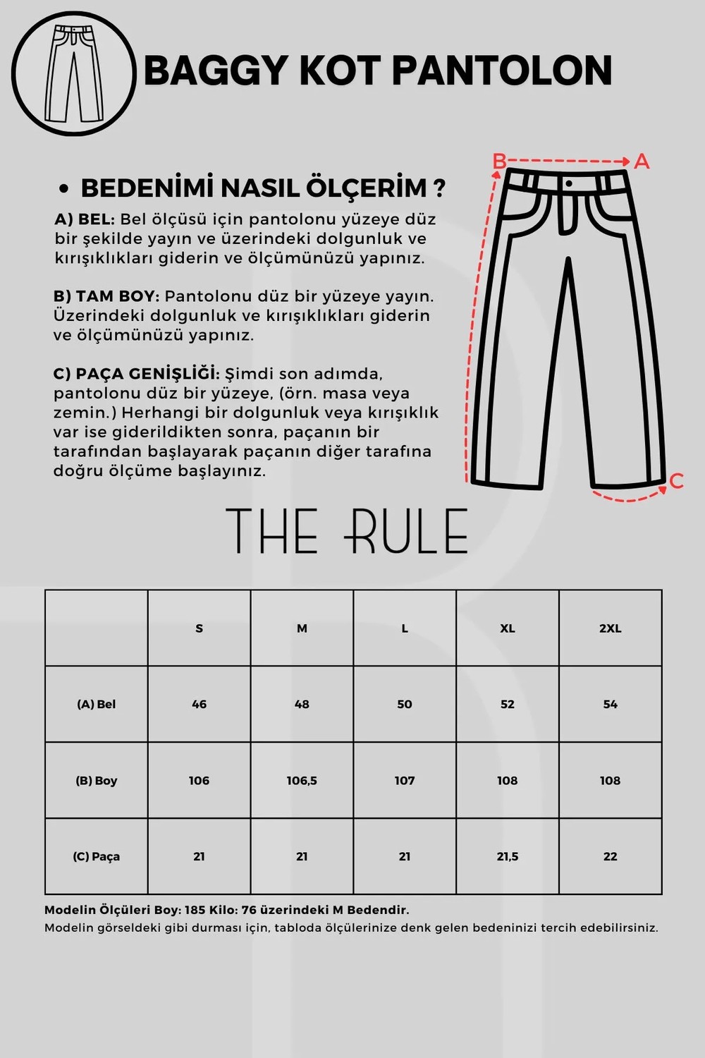 The Rule Erkek Antrasit Baggy Beli Lastikli Likralı Bol Kesim Esnek Jean Denim Kot Pantolon RF0484 görsel 7