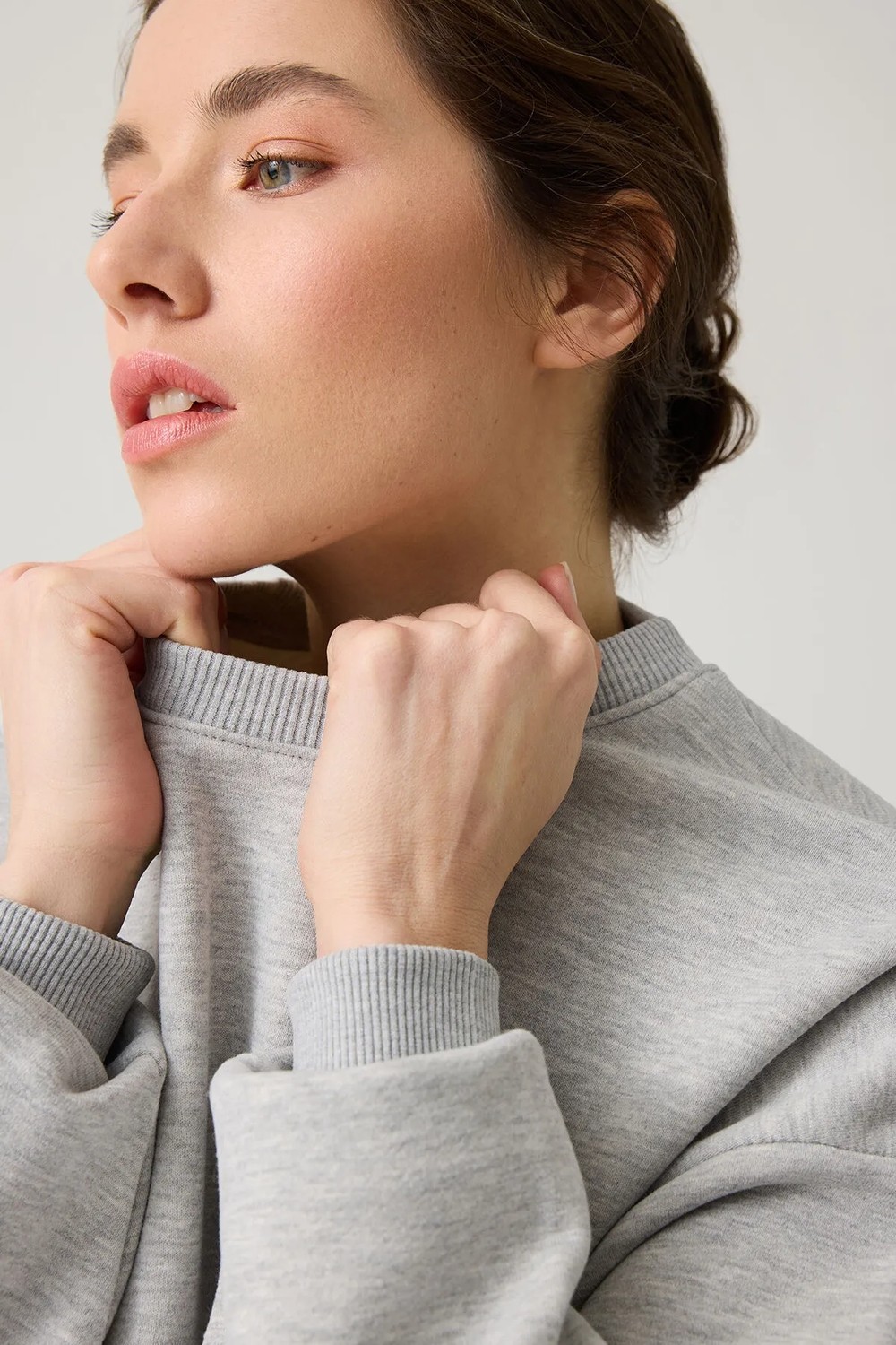 Los Ojos Ekru Geniş Kalıp Bisiklet Yaka Sweatshirt Crew Neck görsel 6