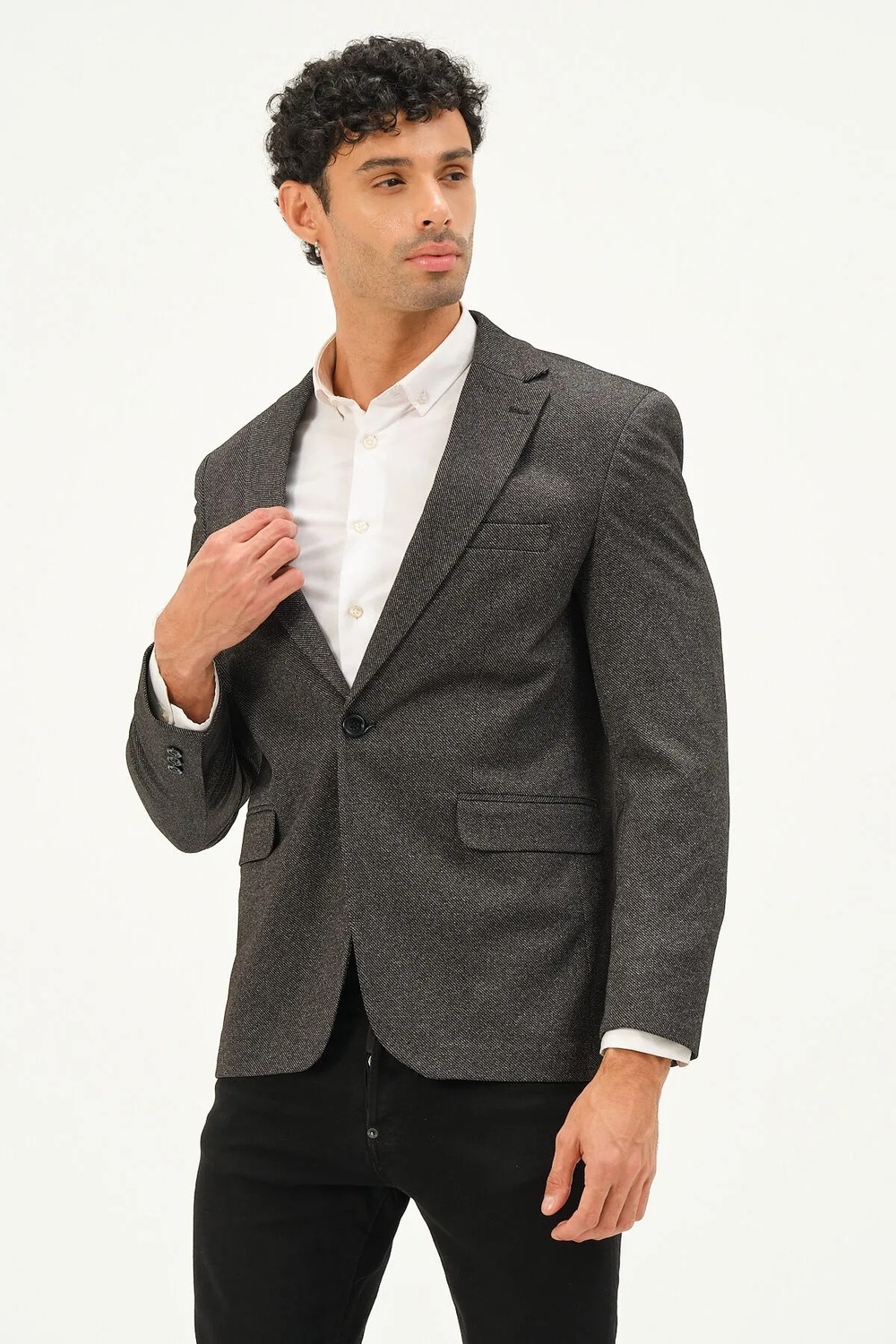 Bonesti Erkek Slim Fit Blazer Ceket Antrasit Kırçıllı görsel 6