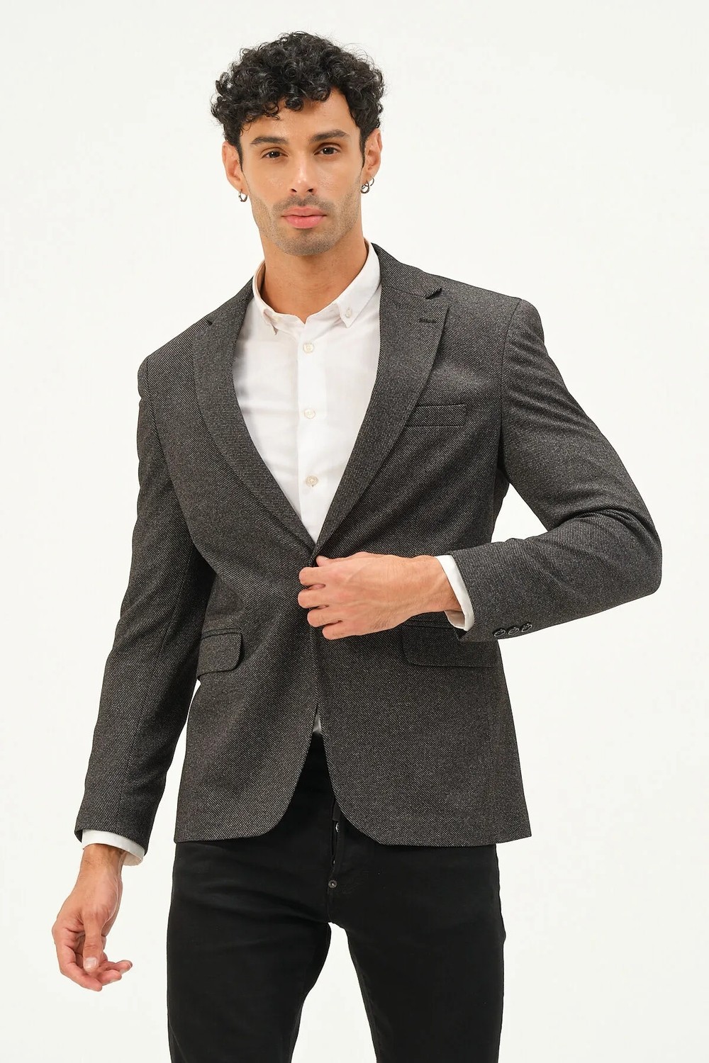 Bonesti Erkek Slim Fit Blazer Ceket Antrasit Kırçıllı görsel 7
