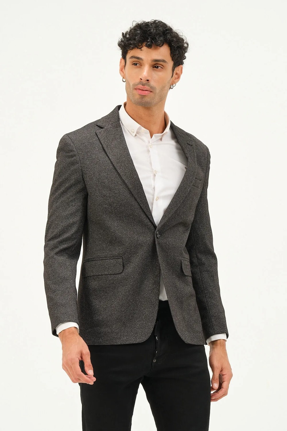 Bonesti Erkek Slim Fit Blazer Ceket Antrasit Kırçıllı görsel 8