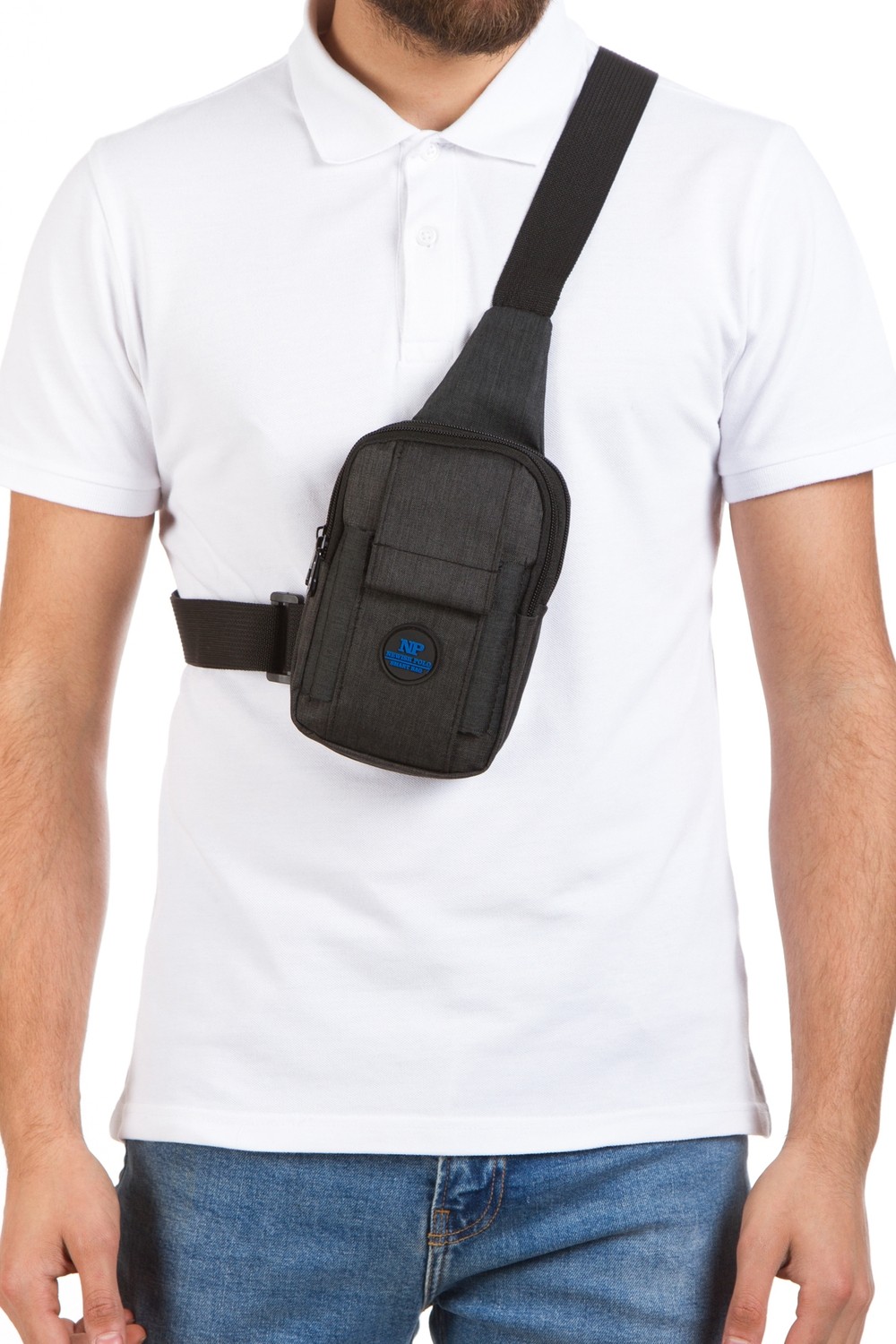 Sannora Bags Unısex Keten Telefon Bölmeli ve 5 Fermuarlı Bel ve Çapraz Omuz Çanta Göğüs Seyahet Günlük Bodybag görsel 3